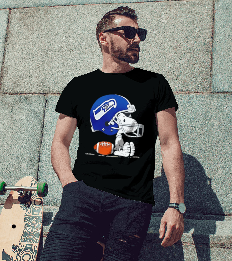 Snoopy Seattle Seahawks Football Helmet Collaboration T-Shirt