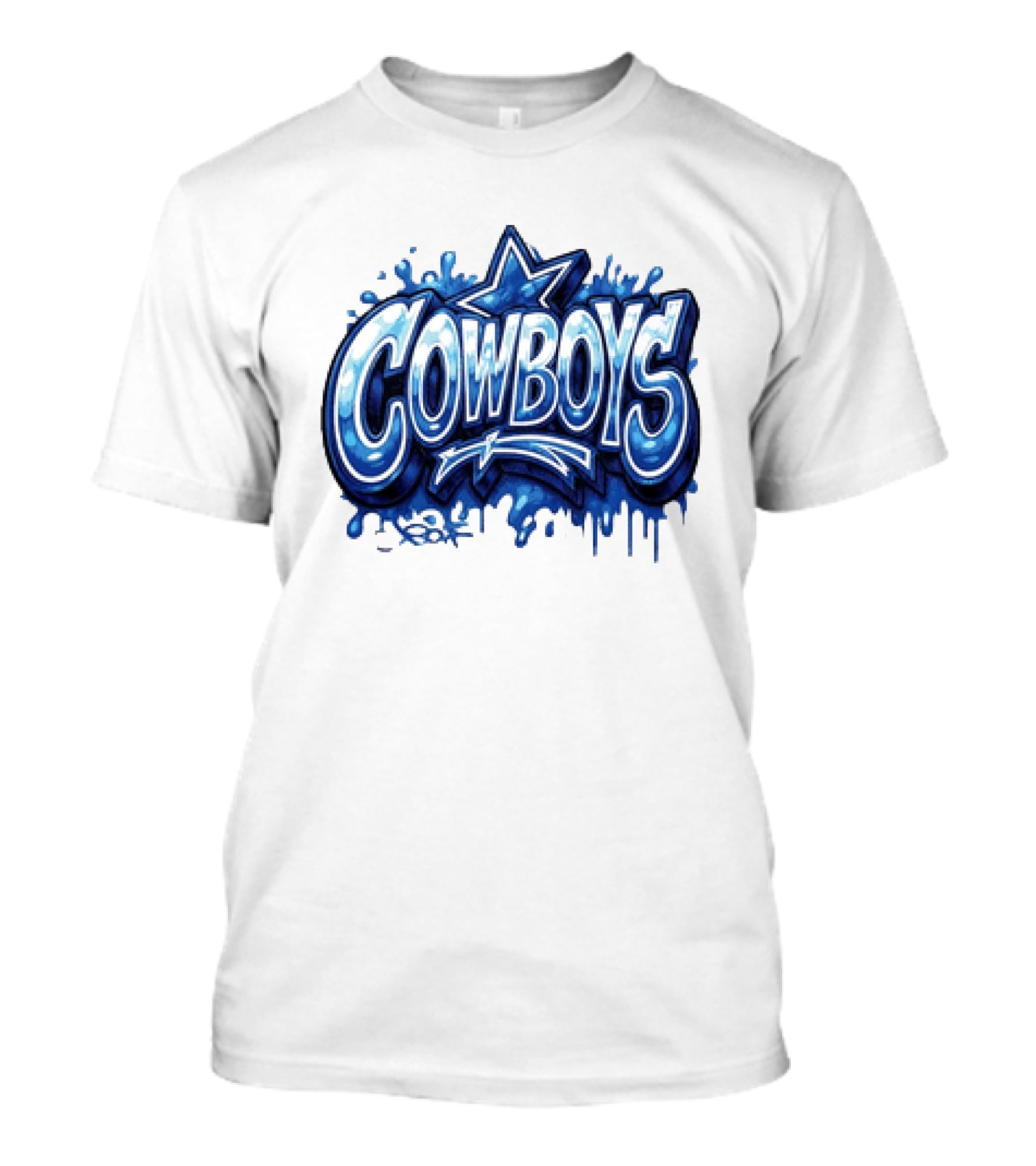 Dallas Cowboys Graffiti Style With Star And Blue Drips T-Shirt