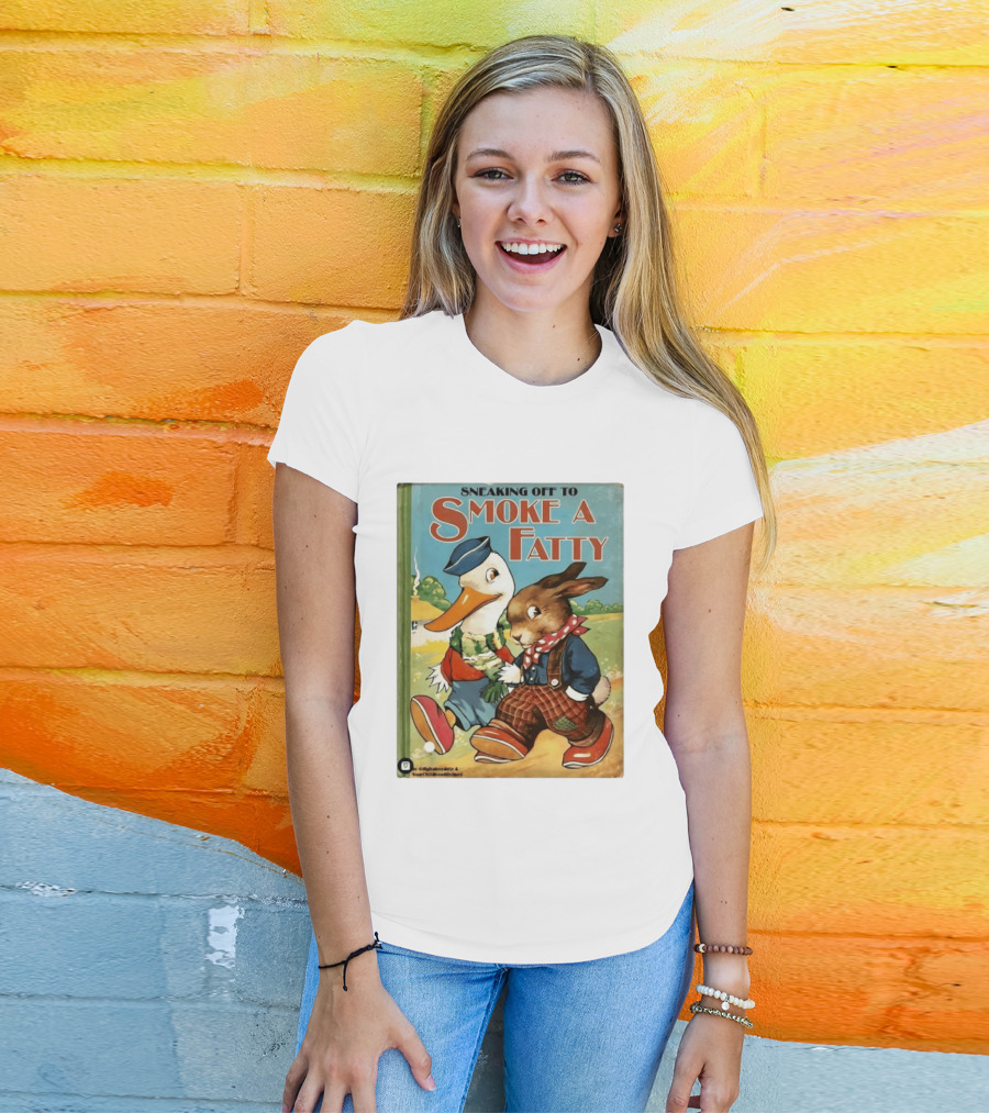 Sneaking Off To Smoke A Fatty Anthropomorphic Duck Rabbit Book Cover T-Shirt