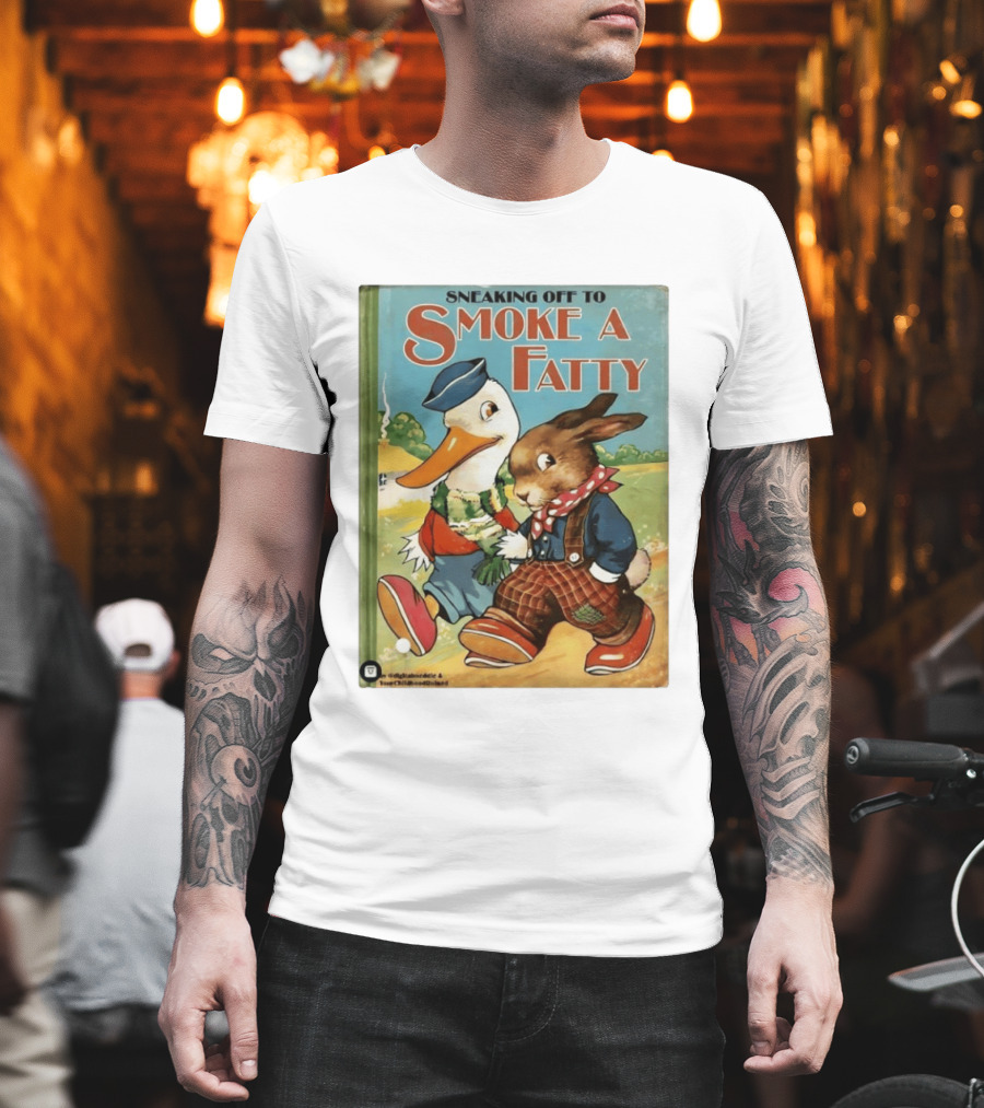 Sneaking Off To Smoke A Fatty Anthropomorphic Duck Rabbit Book Cover T-Shirt