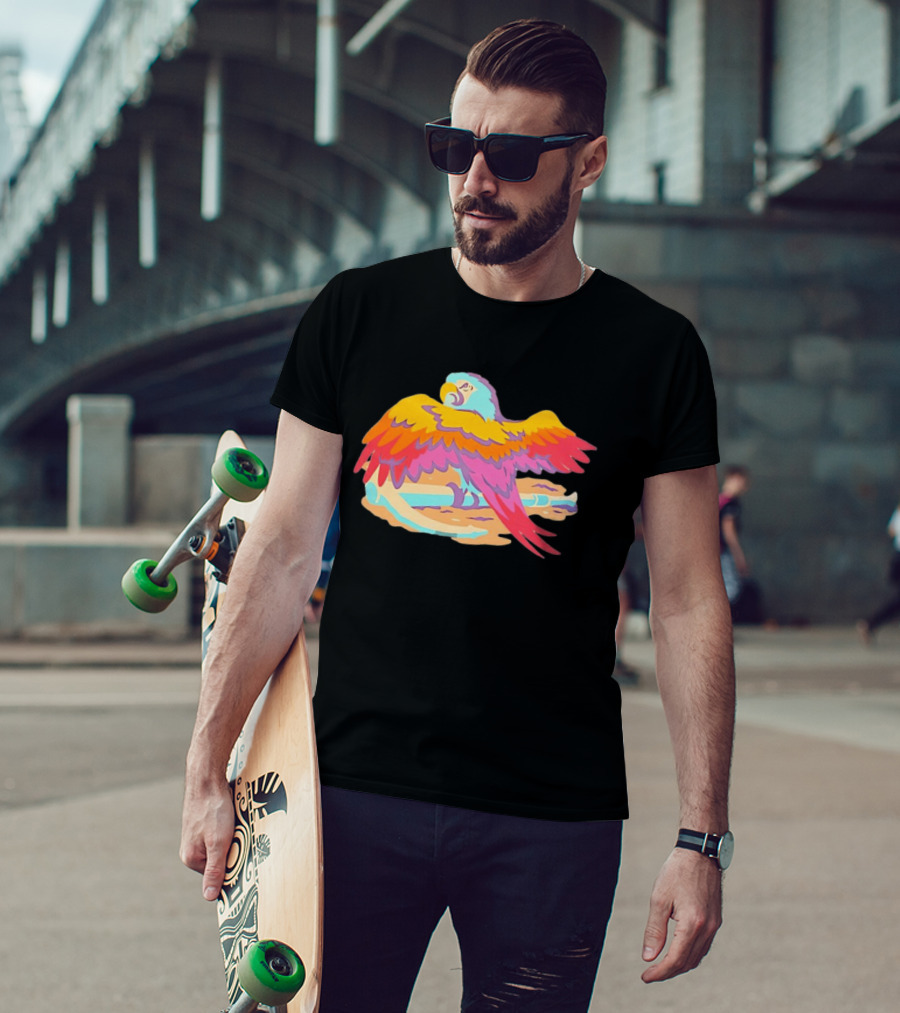Macaw Parrot Perched On Anchor In Vibrant Tropical Beach Setting T-Shirt