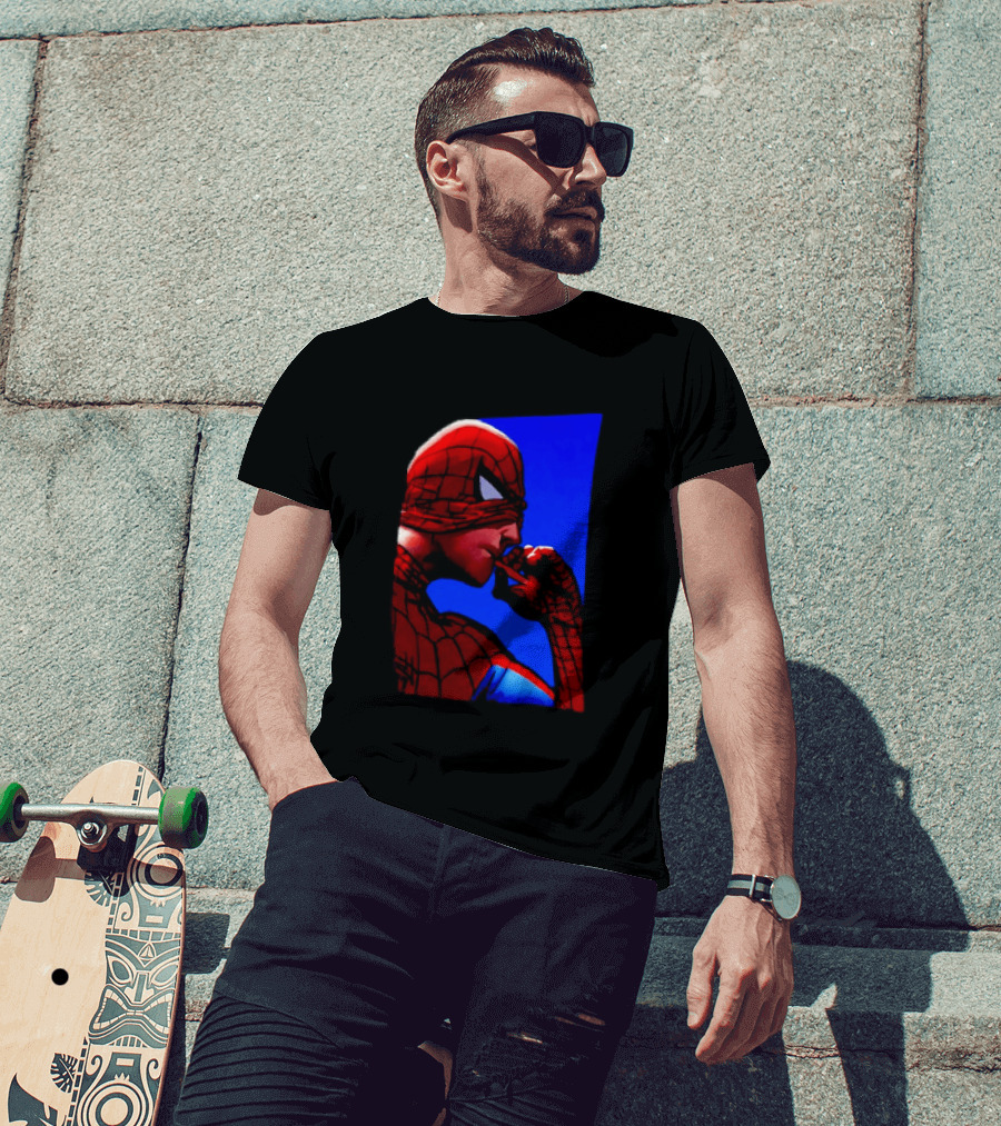 Spider Man Smoking Reaction Meme Awkward Superhero T-Shirt