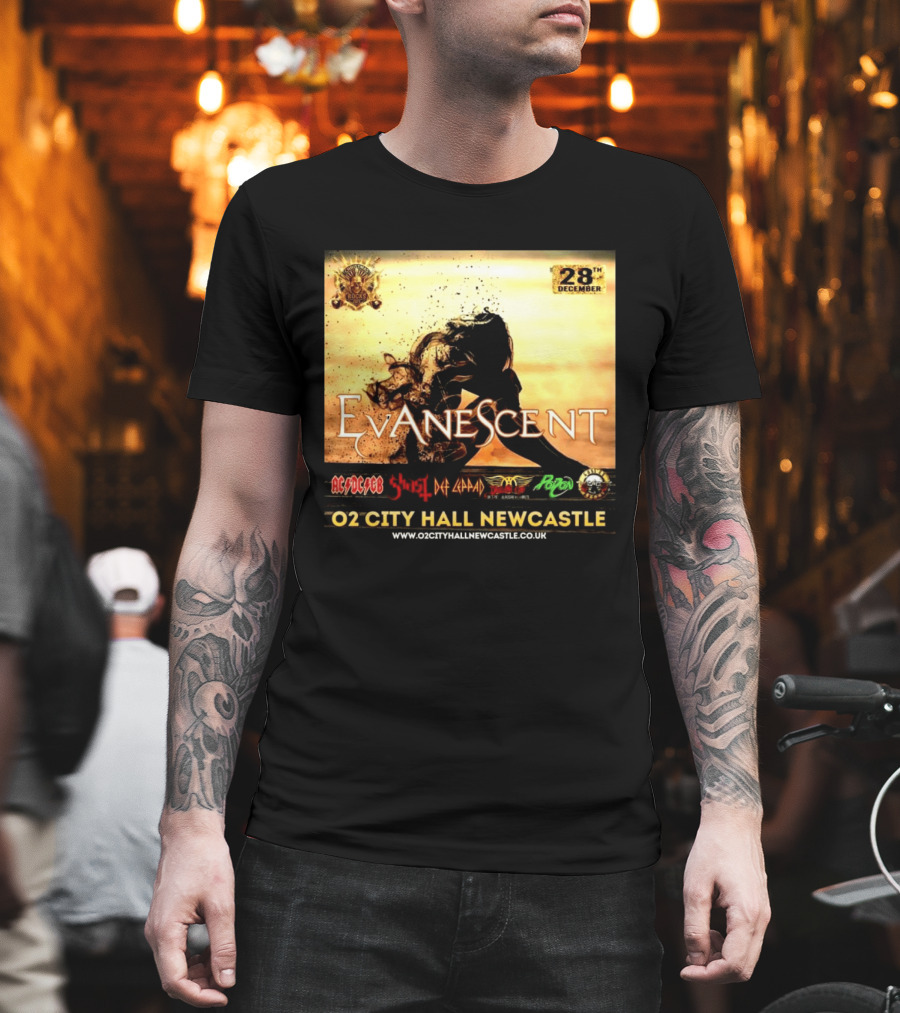 Evanescent Live At O2 City Hall Newcastle With AC/DC Ghost Def Leppard And Poison December 28th T-Shirt