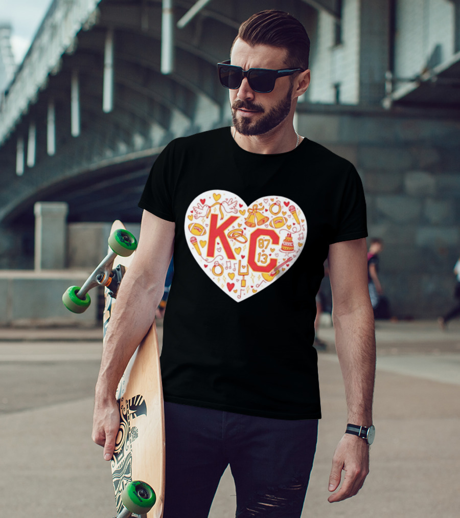 Travis Kelce Taylor KC 87 13 Kansas City Chiefs Football Love Heart T-Shirt