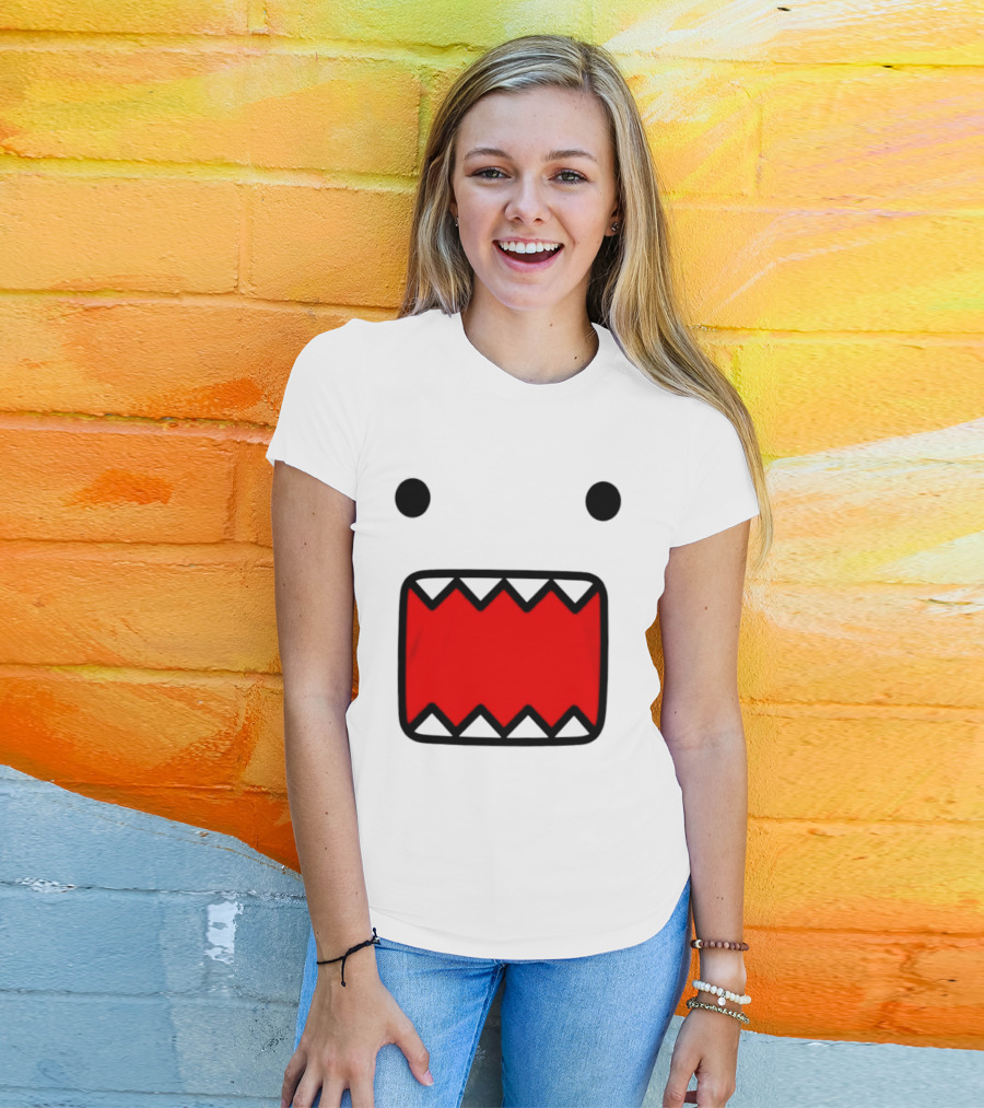 Domo Face Red And Pink Contrast T-Shirt