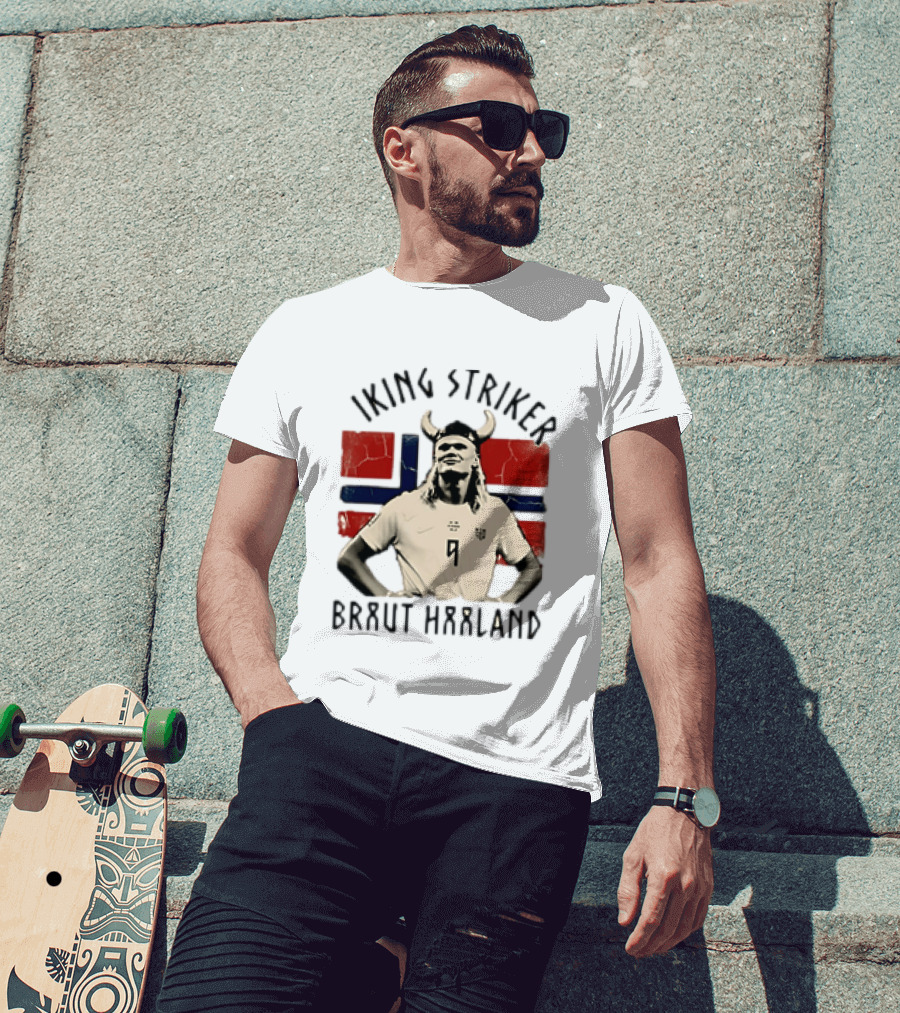 Braut Haaland Viking Striker Norway Flag T-Shirt