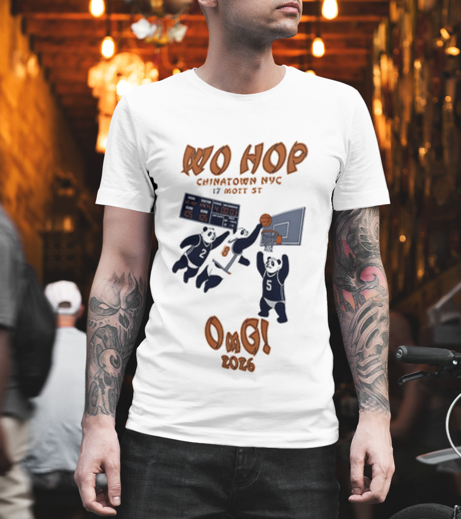 Wo Hop Chinatown NYC 17 Mott St Basketball Pandas Knicks 2026 OMG T-Shirt