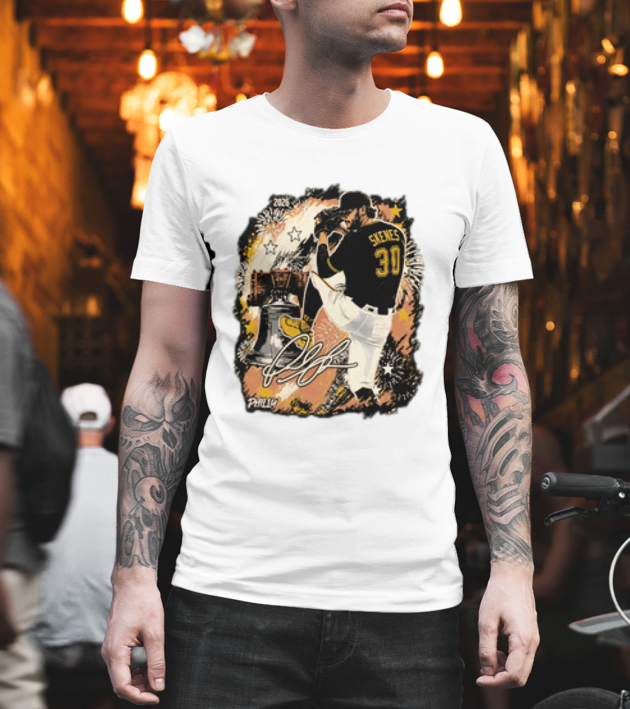Pittsburgh Pirates Paul Skenes 30 MLB Players All Star Philly Collaboration Liberty Bell Fireworks T-Shirt