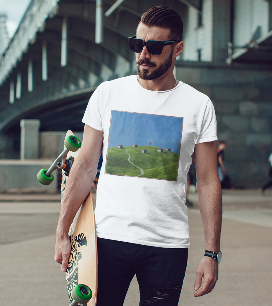 I Would Rather Be Here Btw Backrooms Level 94 Green Hills And Houses T-Shirt