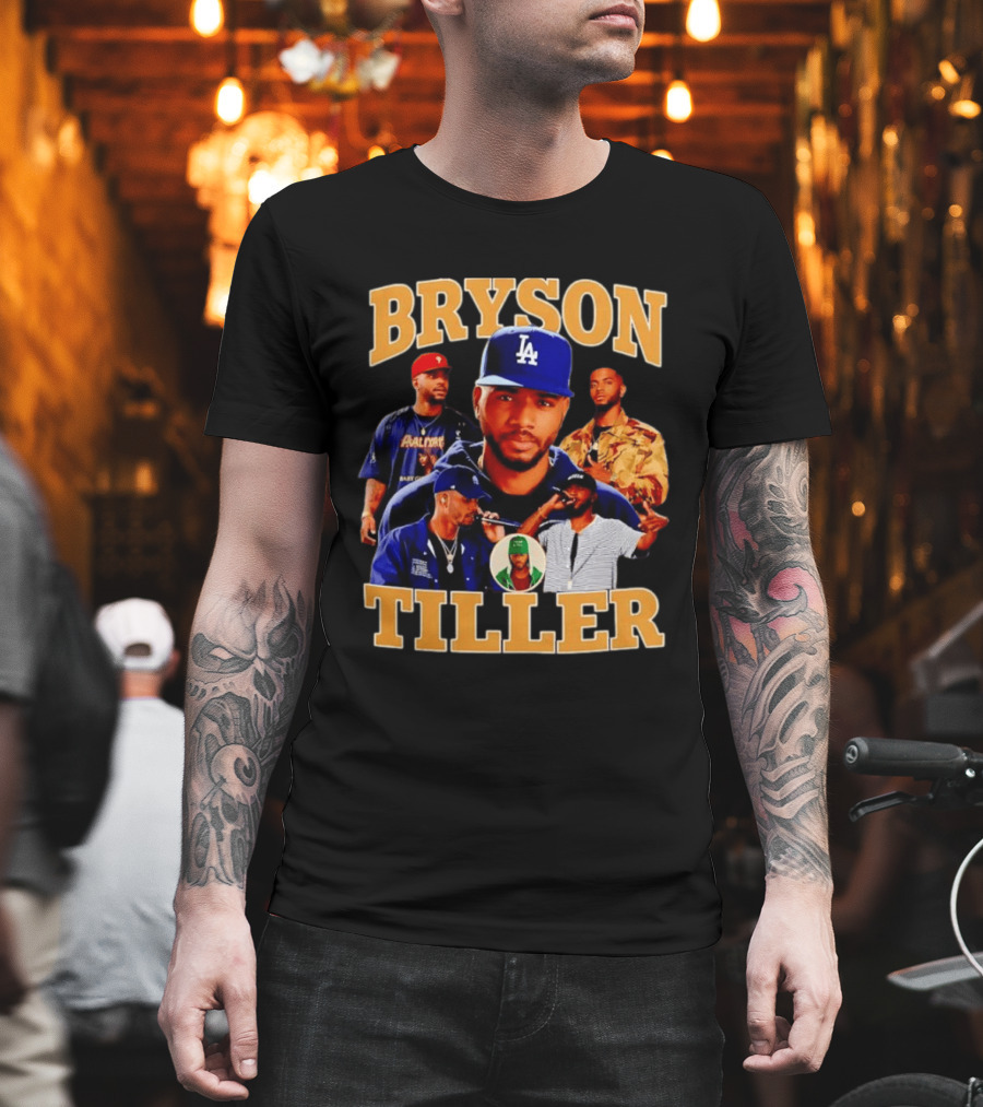 Bryson Tiller Collage With LA Cap And Multiple Outfits T-Shirt