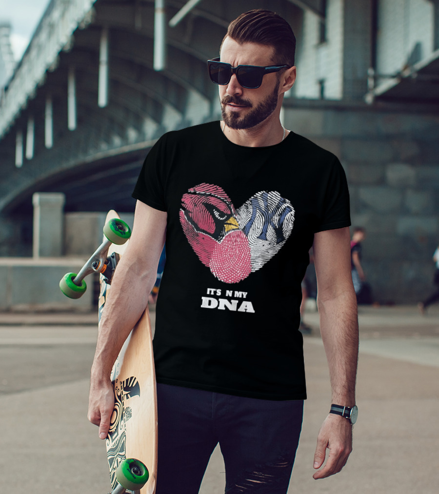 Cardinals Yankees It's In My DNA Fingerprint Heart Fan T-Shirt