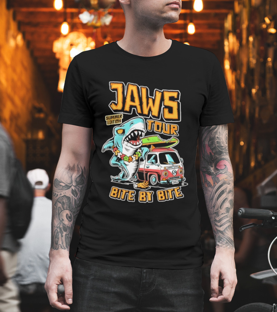 Jaws Tour Summer Edition Bite By Bite Surf Van Adventure T-Shirt