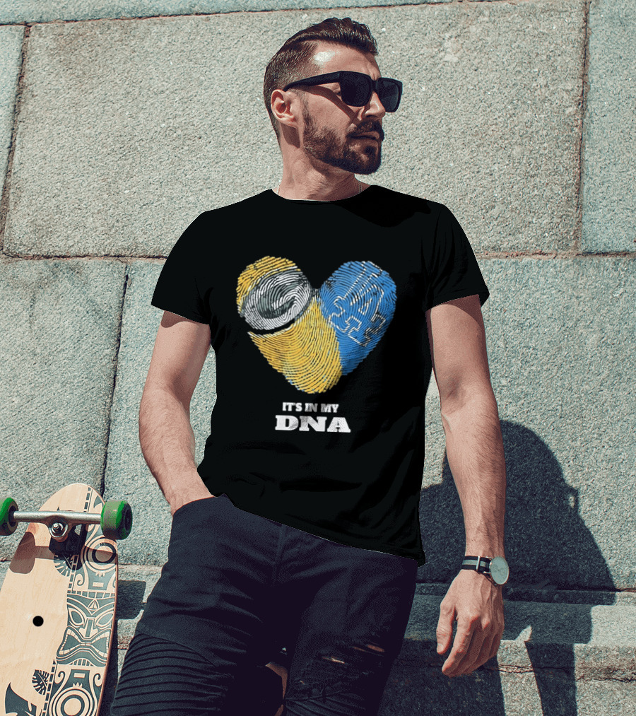 Green Bay Packers Los Angeles Dodgers It's In My DNA Fingerprint Heart T-Shirt