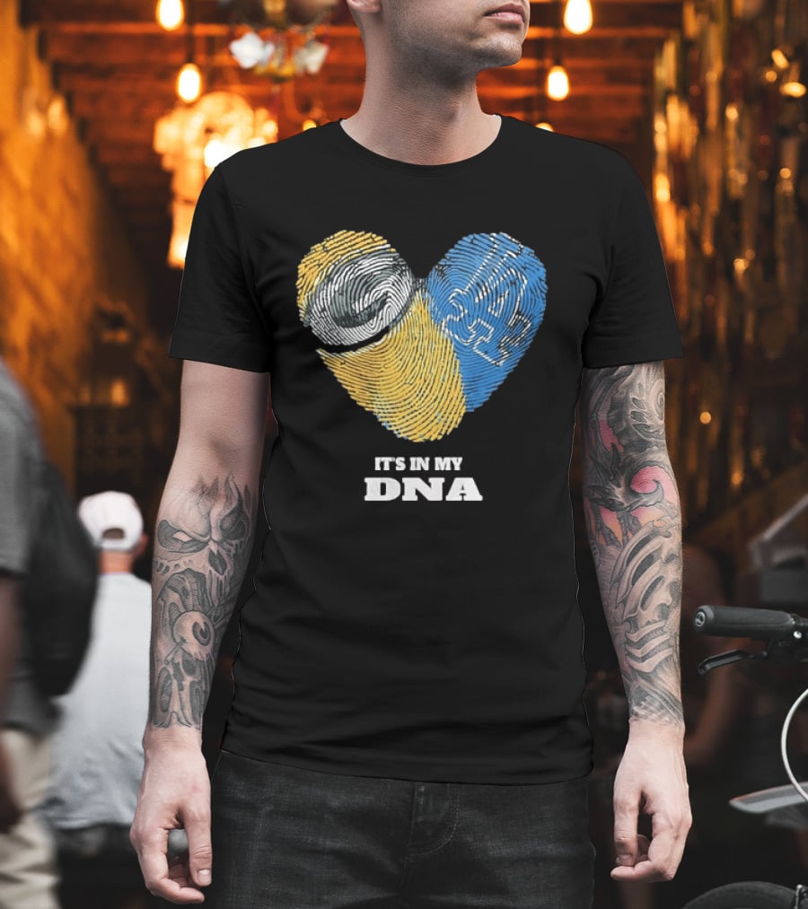 Green Bay Packers Los Angeles Dodgers It's In My DNA Fingerprint Heart T-Shirt