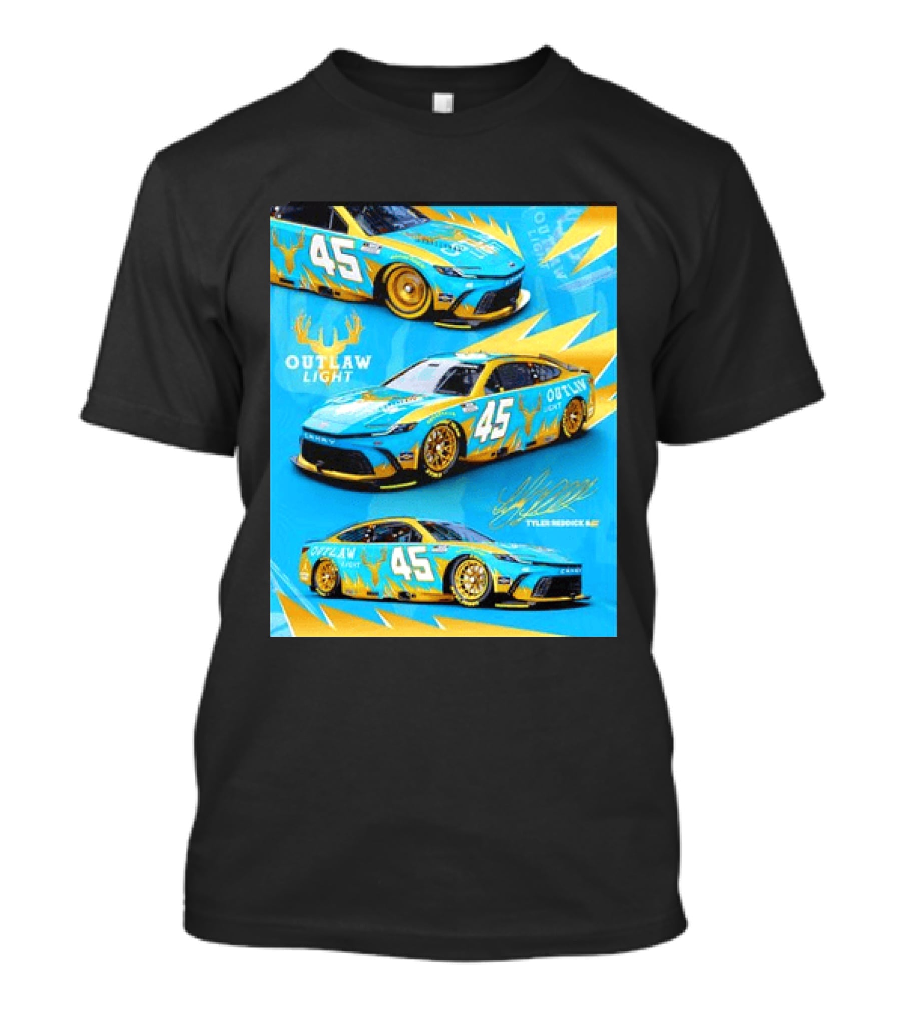 Tyler Reddick 45 Outlaw Light NASCAR Cup Series Toyota Camry Racing Car T-Shirt
