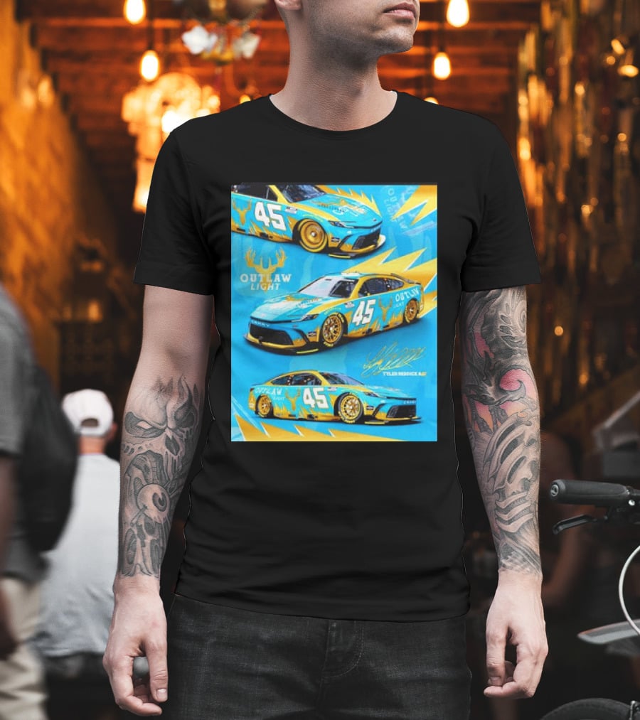 Tyler Reddick 45 Outlaw Light NASCAR Cup Series Toyota Camry Racing Car T-Shirt