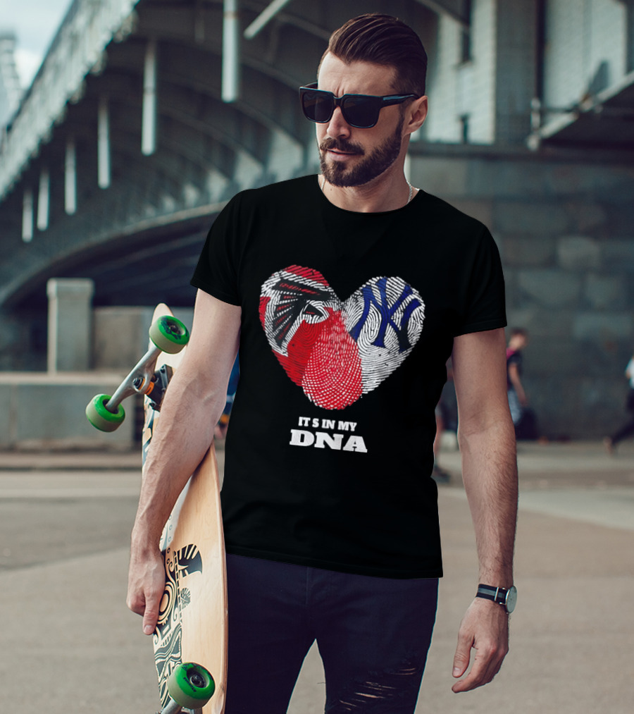 Atlanta Falcons New York Yankees It's In My DNA Fingerprint Heart T-Shirt
