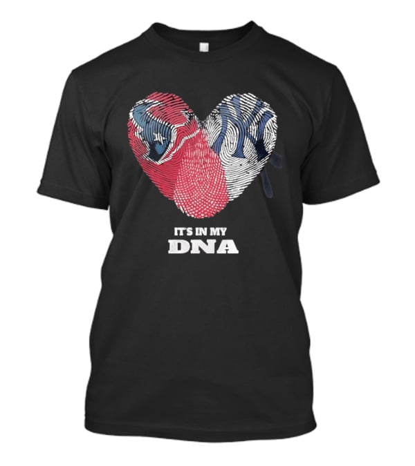 Houston Texans New York Yankees It's In My DNA Football Baseball Heart Fingerprint T-Shirt