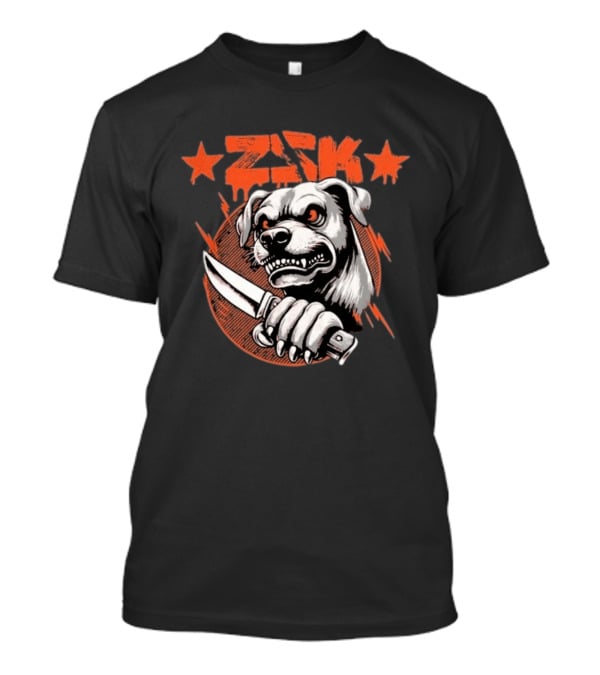 ZSK Dogfight Fierce Bulldog Holding Knife T-Shirt