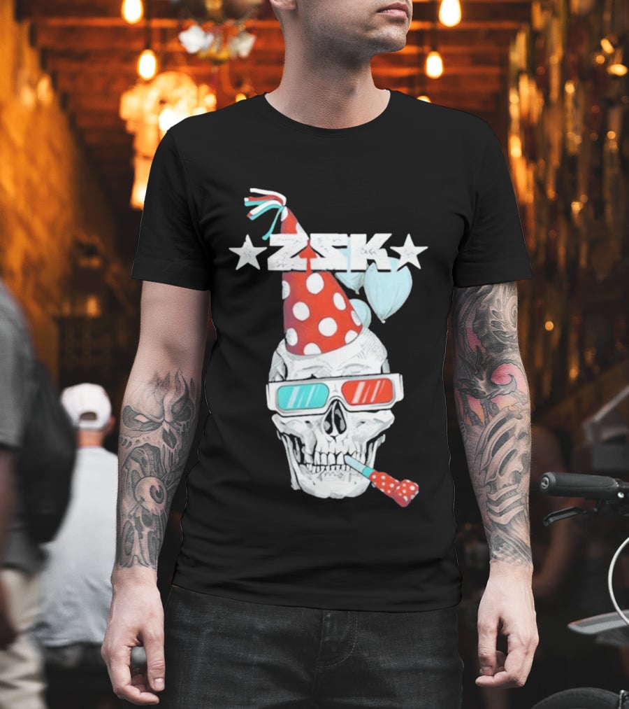 ZSK Skull Party Hat 3D Glasses Fun T-Shirt