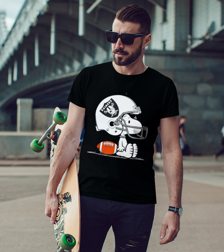 Snoopy Las Vegas Raiders Football Helmet Collaboration Peanuts NFL T-Shirt