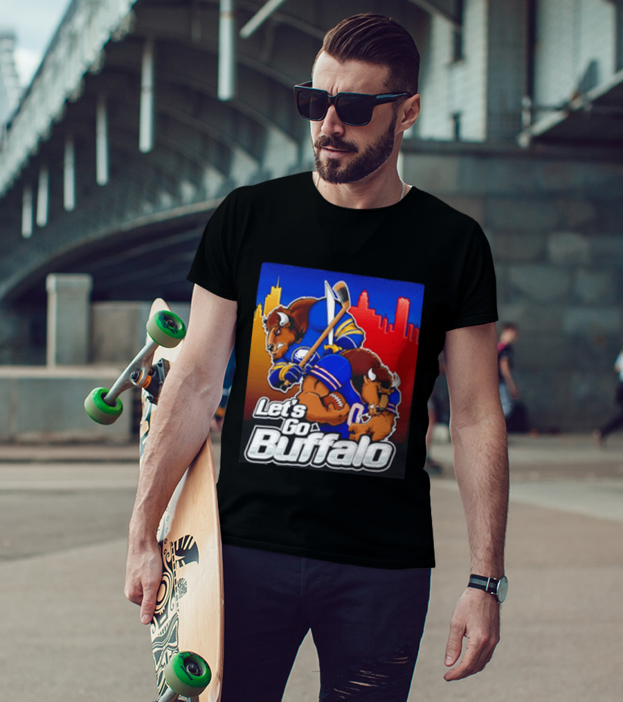 Let's Go Buffalo City Sports Teams Hockey Football Collage T-Shirt