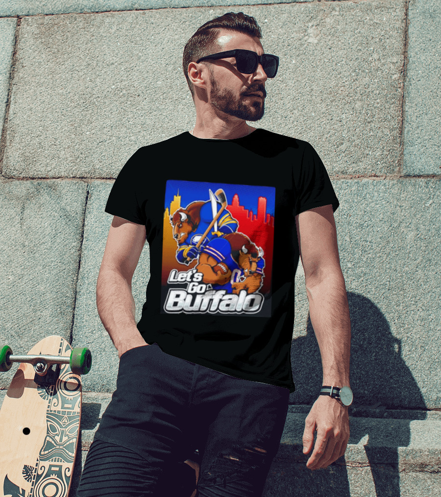 Let's Go Buffalo City Sports Teams Hockey Football Collage T-Shirt