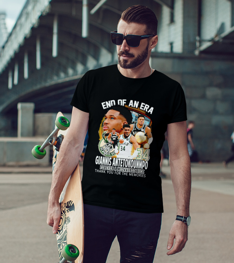 End Of An Era Giannis Antetokounmpo Milwaukee Bucks Thank You For The Memories T-Shirt