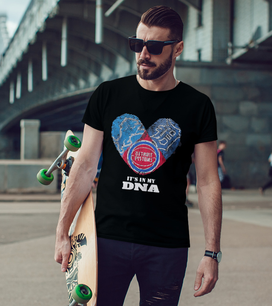 It's In My DNA Detroit Pistons Fingerprint Heart T-Shirt