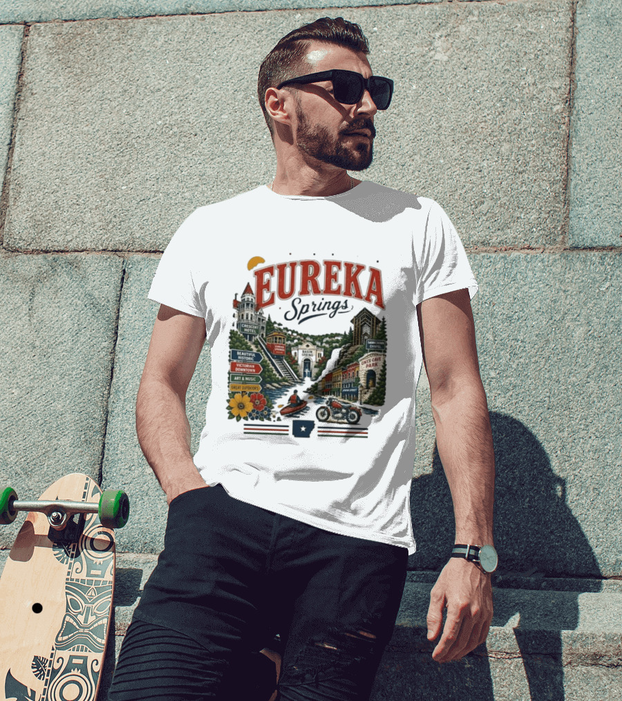 Eureka Springs Crescent Hotel Thorncrown Chapel Victorian Downtown Onyx Cave Basin Park Great Outdoors Art Music T-Shirt