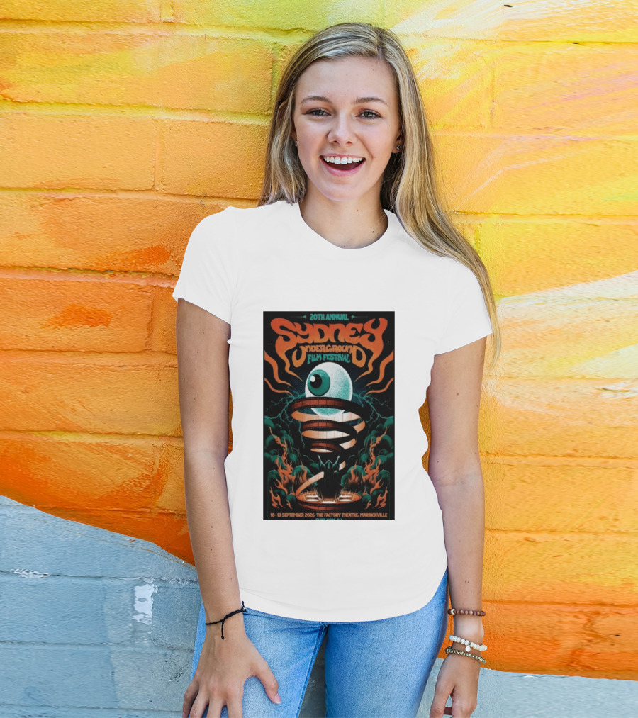 20th Annual Sydney Underground Film Festival Sept 10 13 2026 The Factory Theatre Marrickville Vintage Eye Spiral T-Shirt