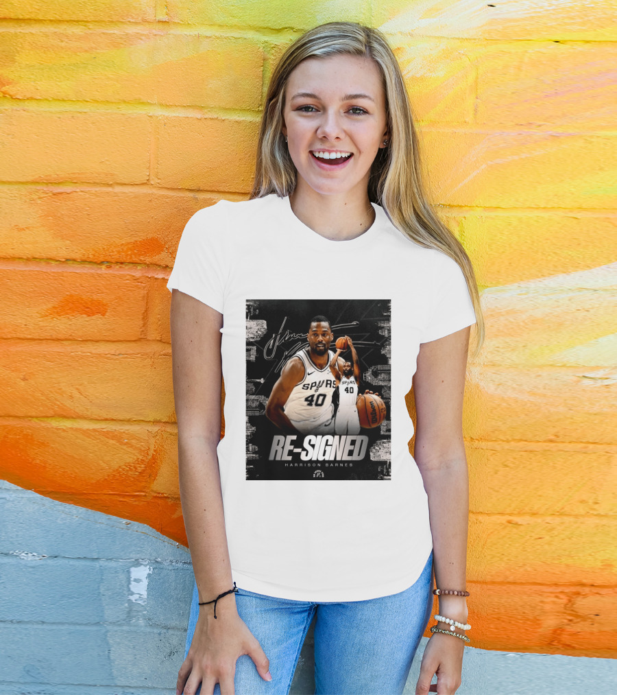 Re Signed Harrison Barnes Spurs 40 Basketball Return T-Shirt