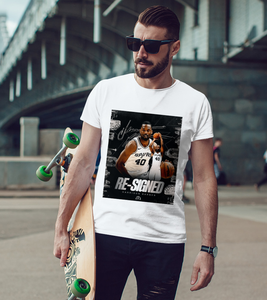 Re Signed Harrison Barnes Spurs 40 Basketball Return T-Shirt