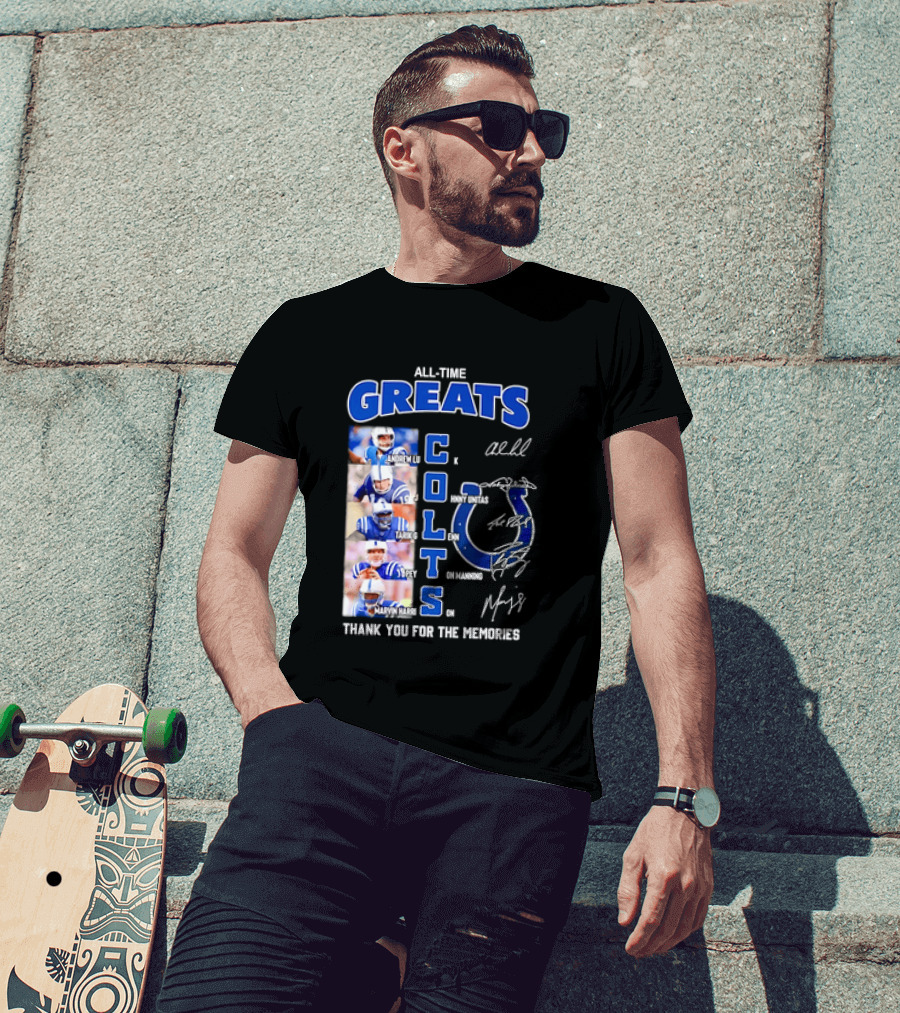 All Time Greats Indianapolis Colts Autograph Signatures Thank You For The Memories T-Shirt