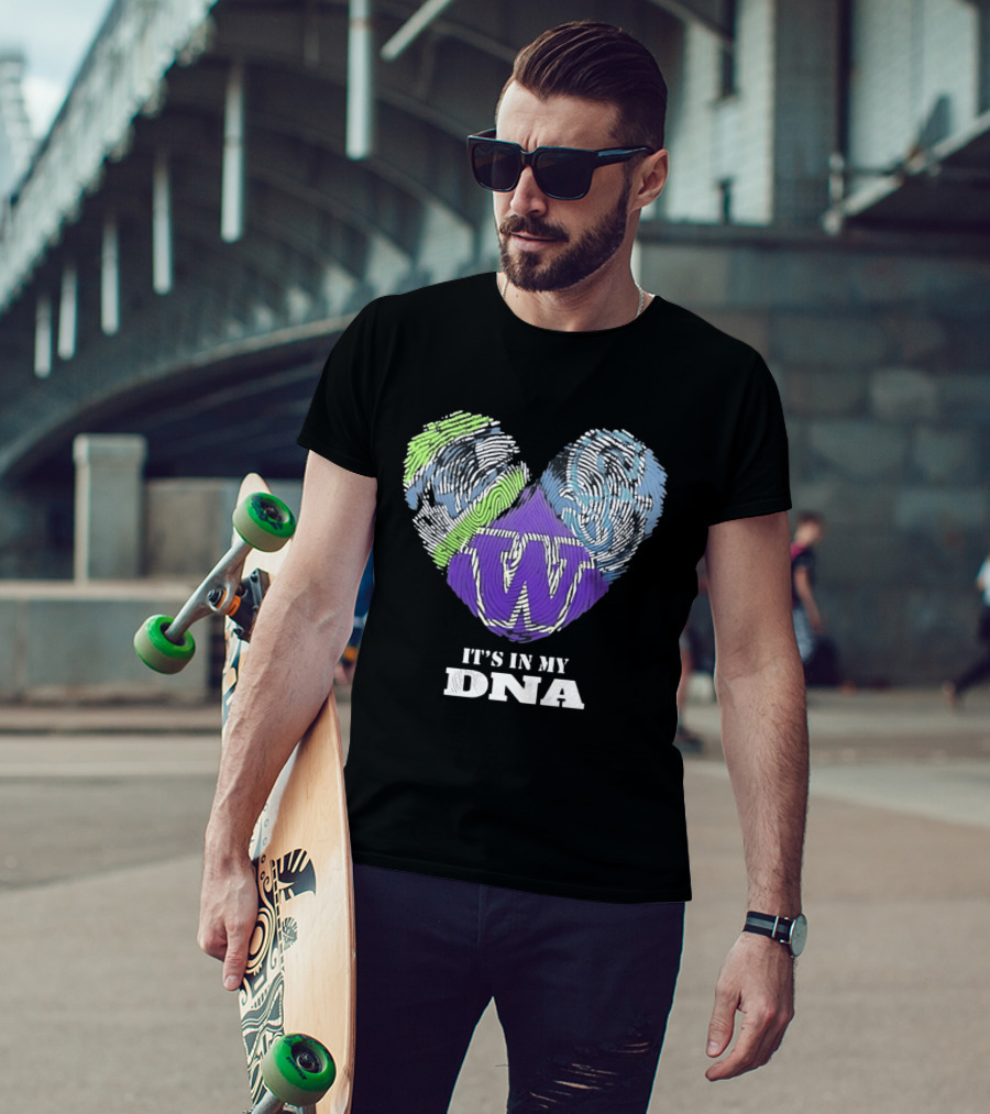 Washington Huskies It's In My DNA Fingerprint Heart T-Shirt