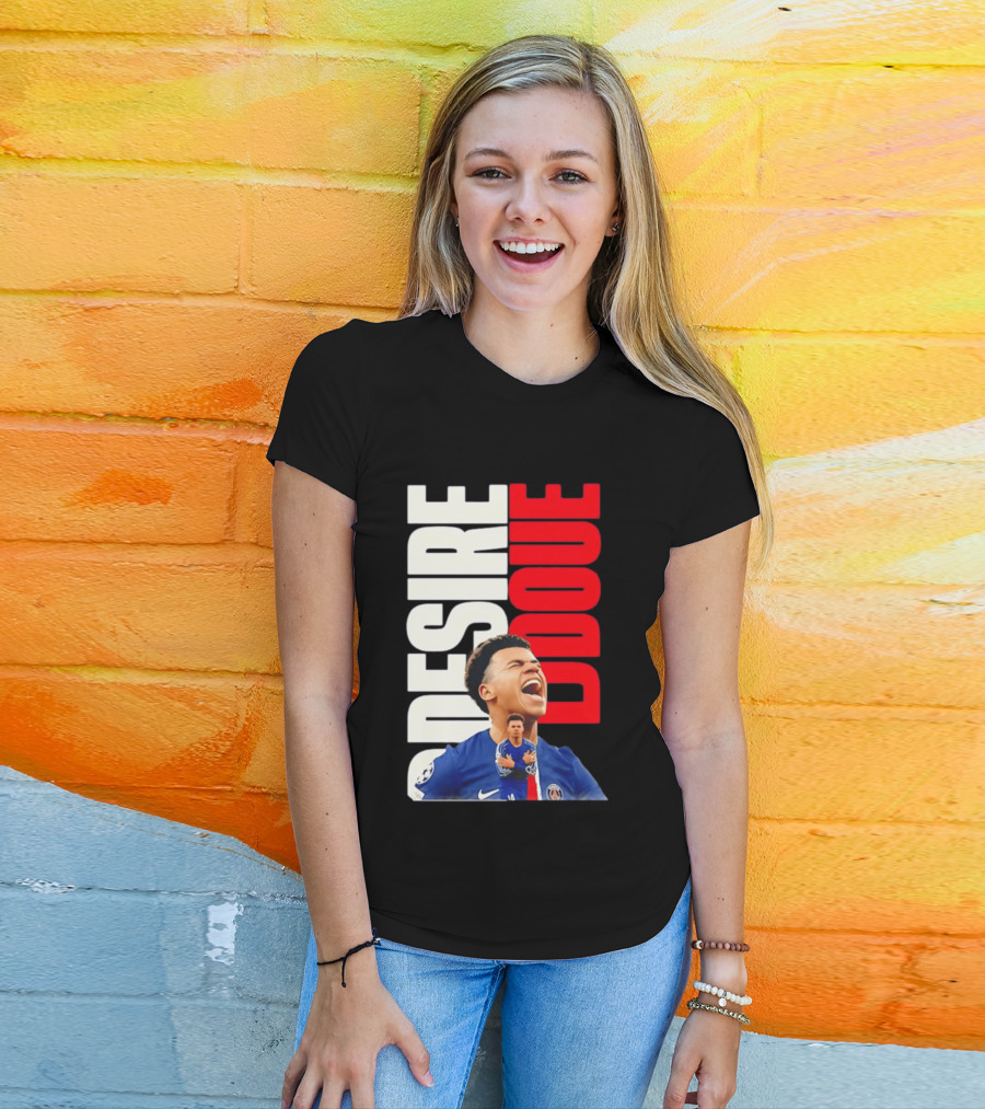 Désiré Doué Celebrating PSG Paris Saint Germain Player T-Shirt