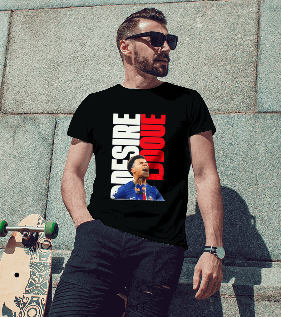 Désiré Doué Celebrating PSG Paris Saint Germain Player T-Shirt