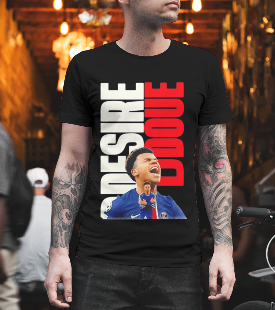 Désiré Doué Celebrating PSG Paris Saint Germain Player T-Shirt