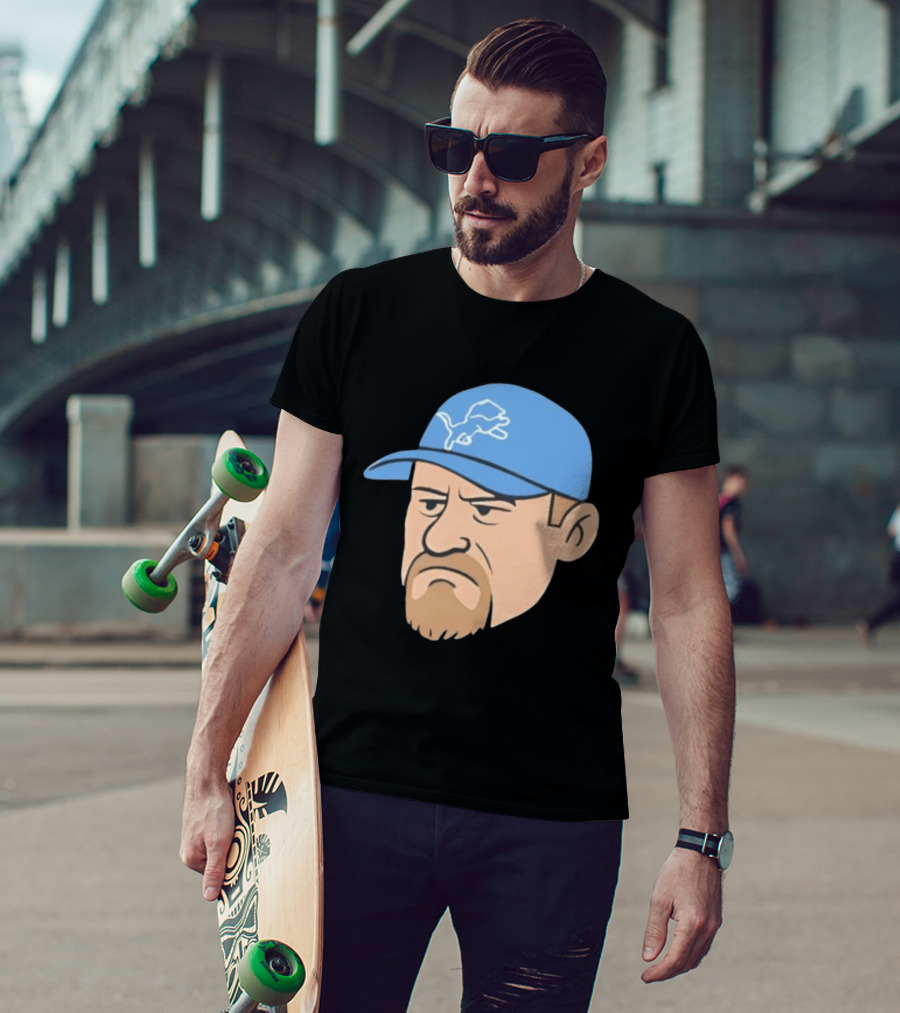 Detroit Lions Grumpy Man With Hat Football Team Fan T-Shirt