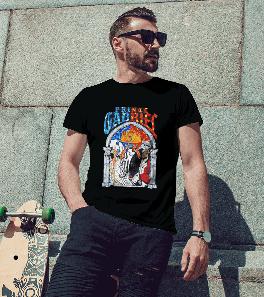 Prince Gabriel Stained Glass Window Kings Crown Angels T-Shirt