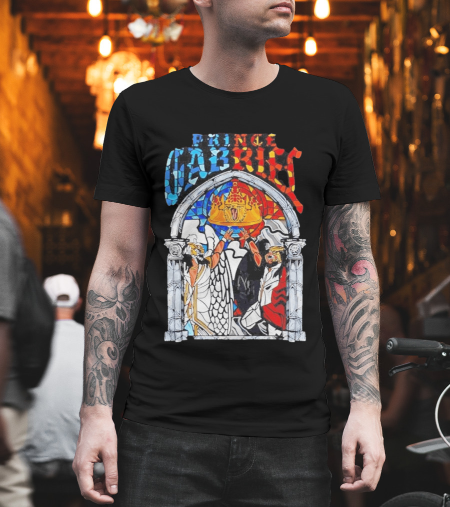 Prince Gabriel Stained Glass Window Kings Crown Angels T-Shirt
