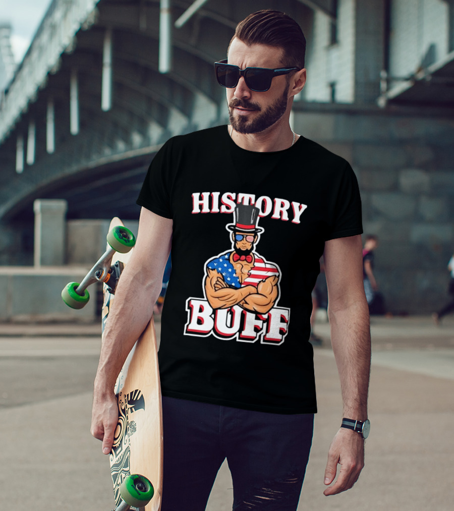 History Buff Abraham Lincoln Gym Bro American Flag Muscle T-Shirt