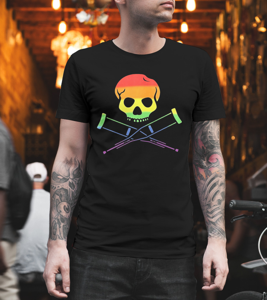 Skull With Crutches Rainbow T-Shirt