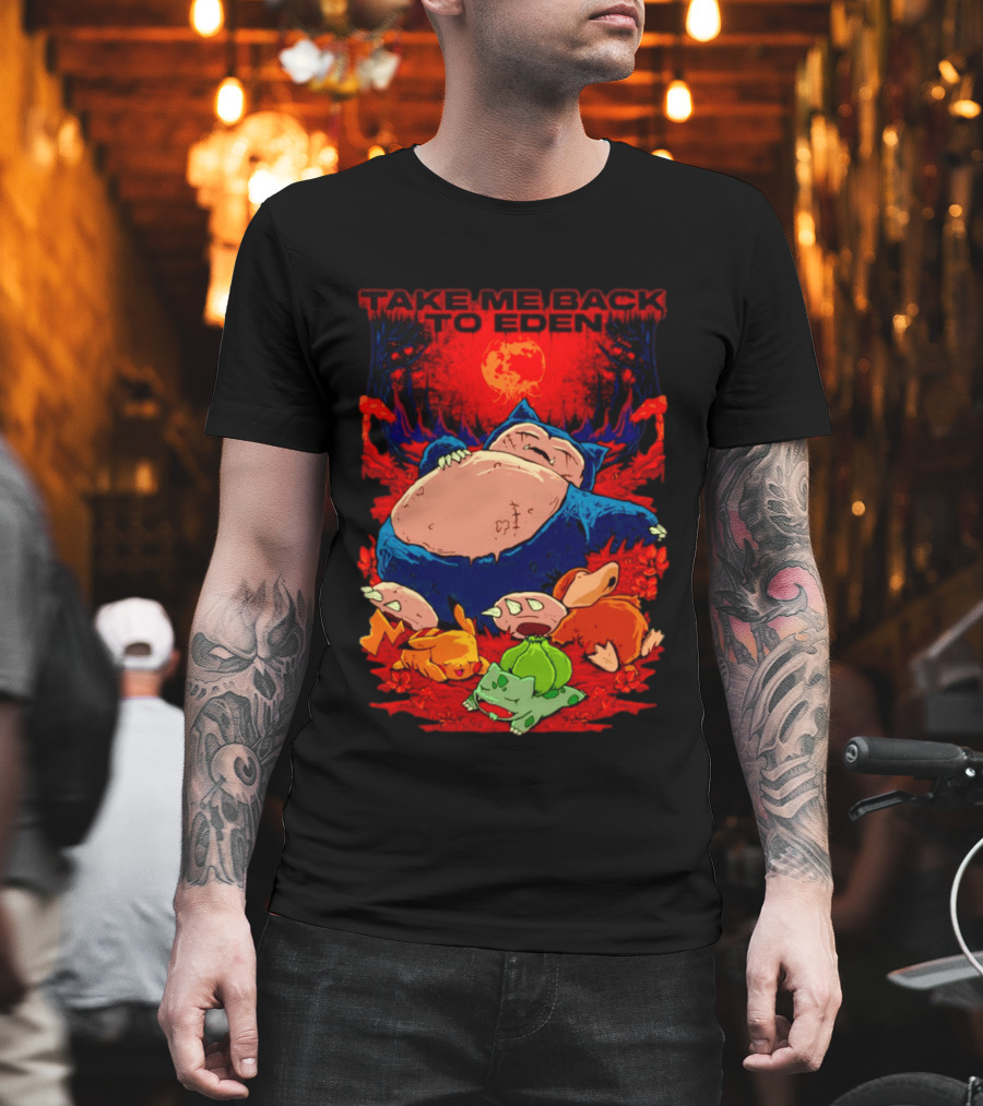 Snorlax Pikachu Bulbasaur Take Me Back To Eden Fantasy Forest T-Shirt