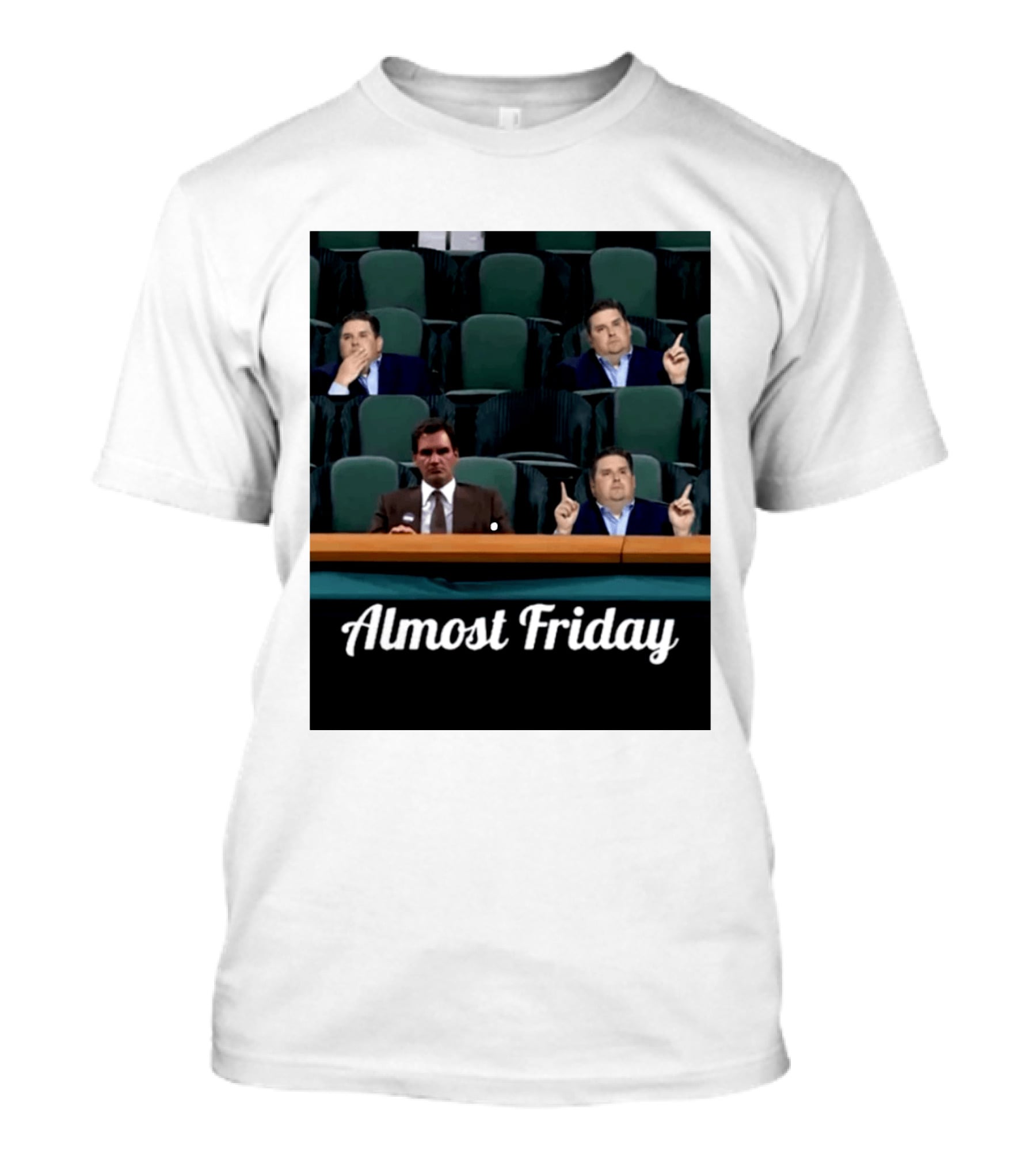 Almost Friday Meme With Roger Federer And Jonah Hill In Audience T-Shirt