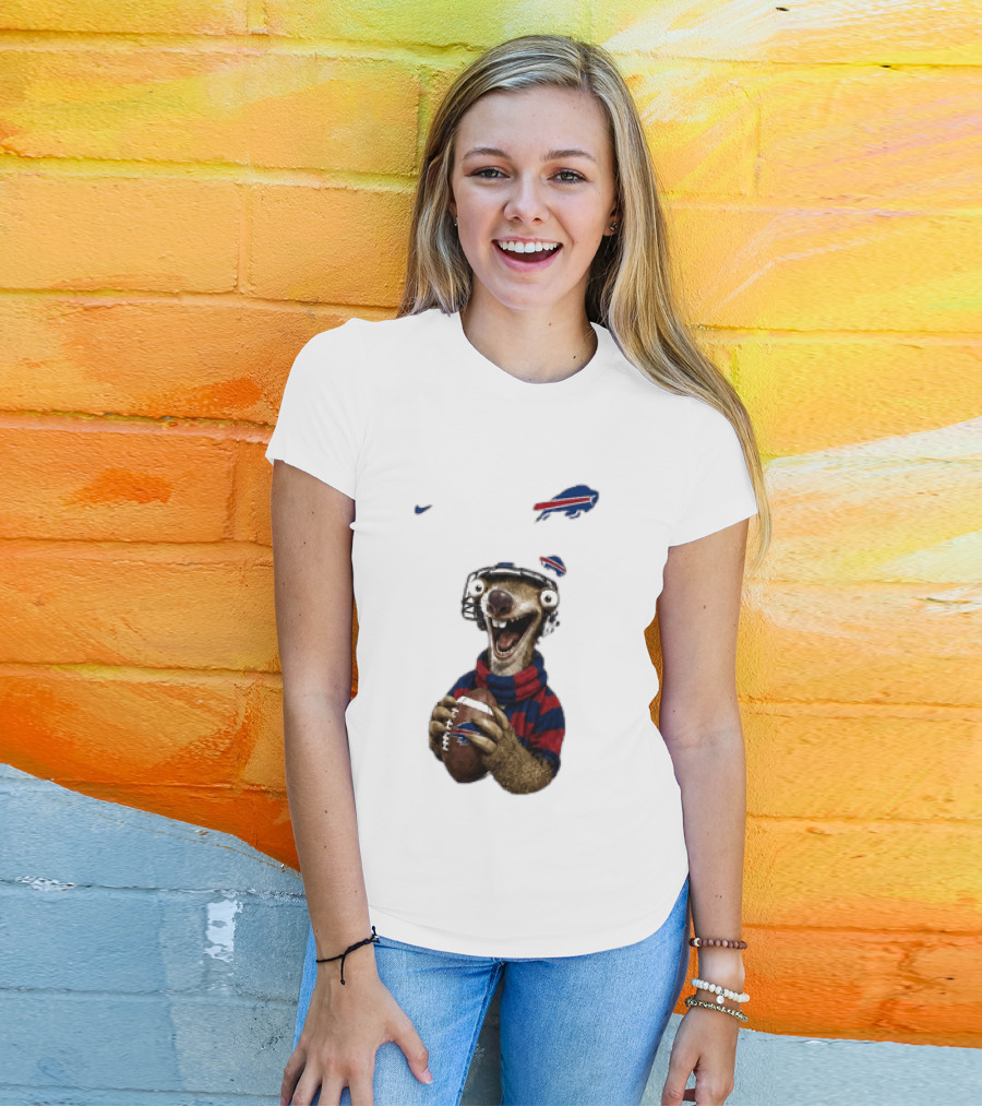 Sid The Sloth Buffalo Bills Football Helmet Scarf Iconic Team Fun T-Shirt