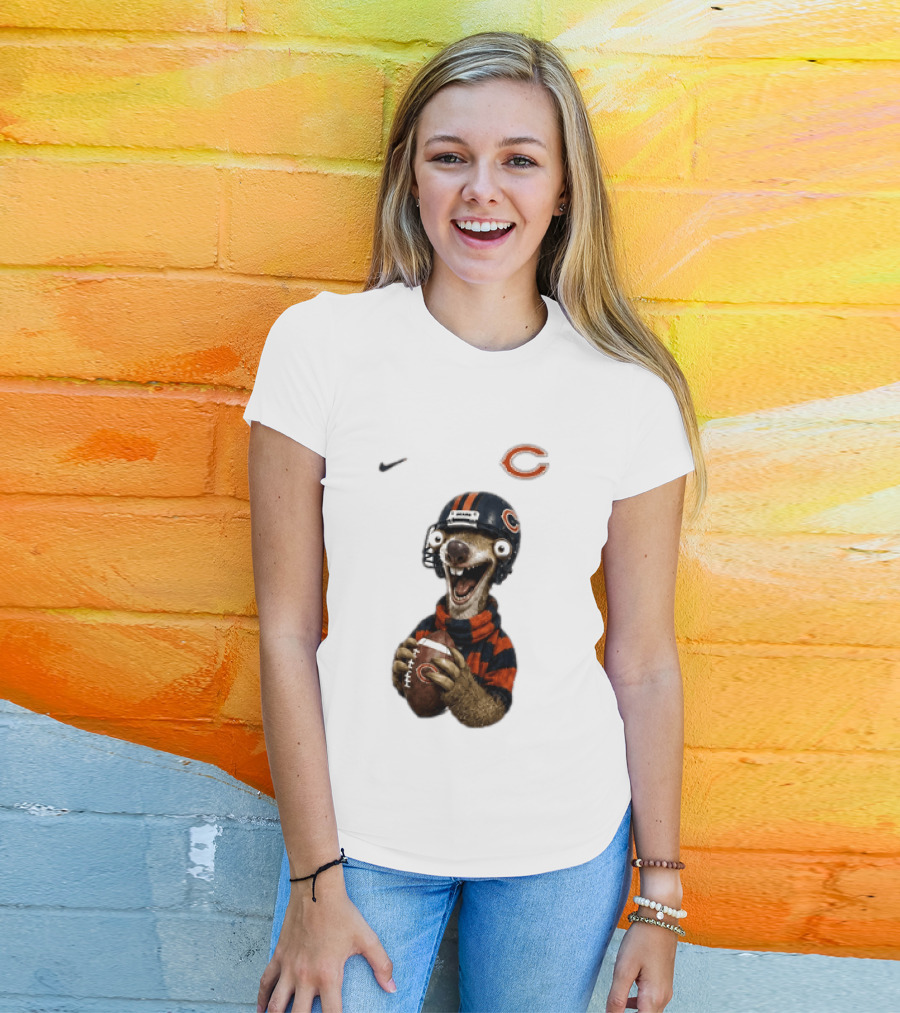 Sid The Sloth Chicago Bears Football Helmet Nike NFL Fan Gear T-Shirt