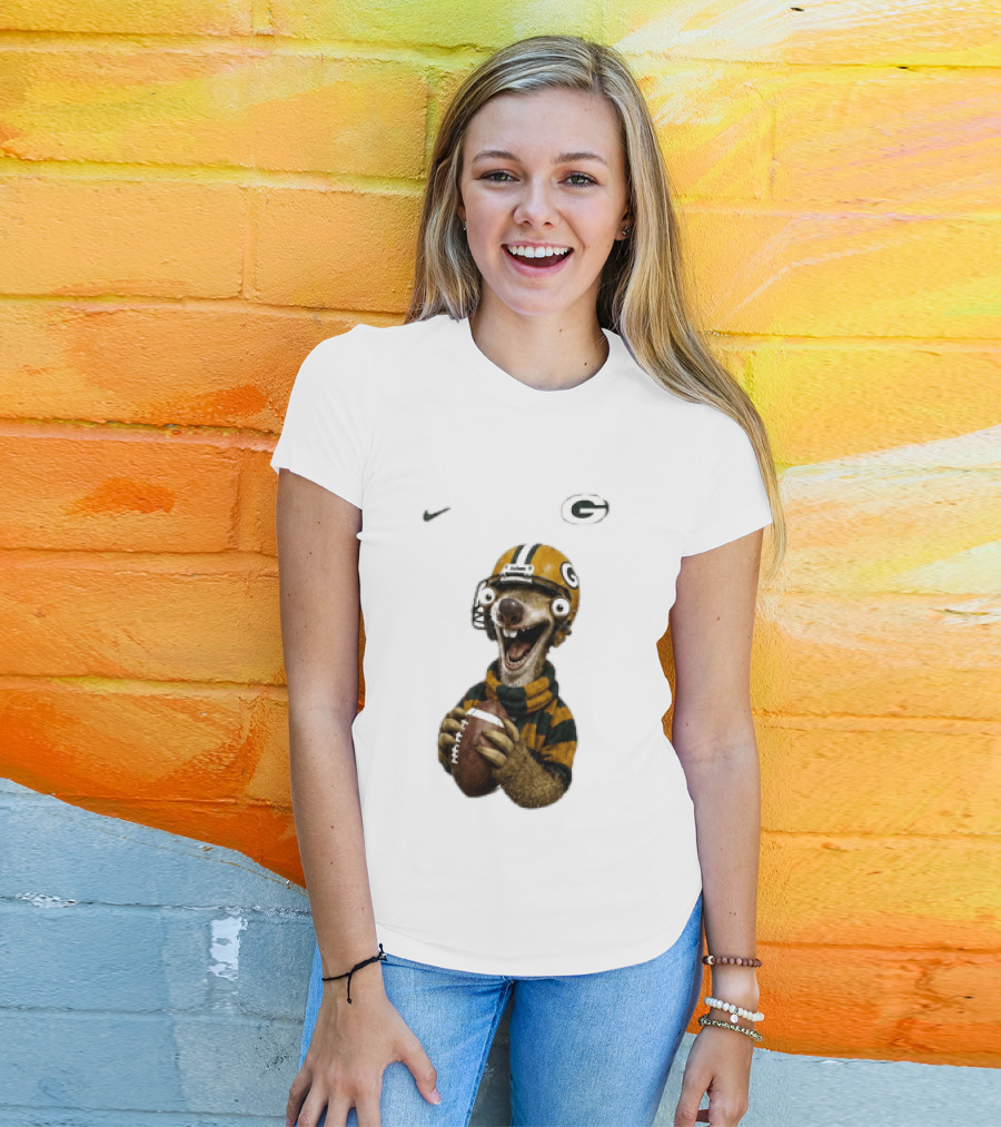 Sid The Sloth Green Bay Packers Football Helmet Fan Gear T-Shirt