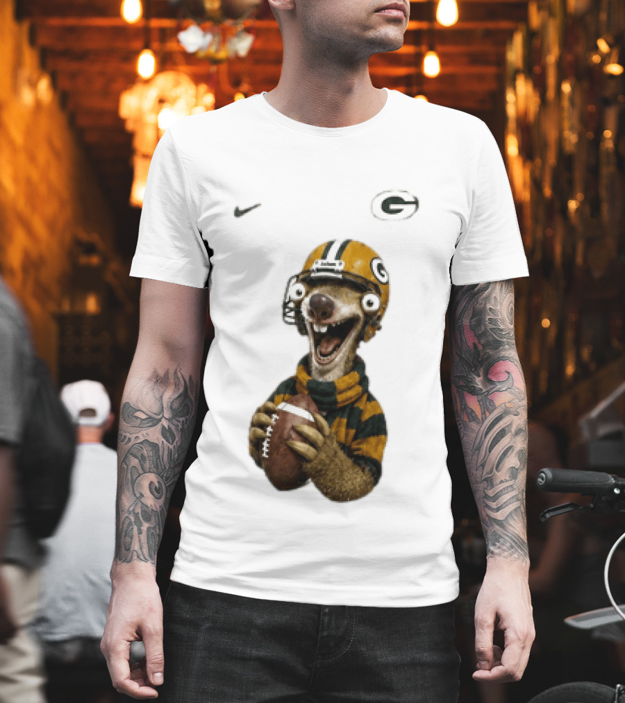 Sid The Sloth Green Bay Packers Football Helmet Fan Gear T-Shirt
