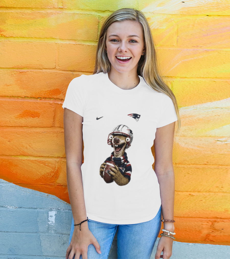 Sid The Sloth New England Patriots Football Helmet NFL Character Fan T-Shirt